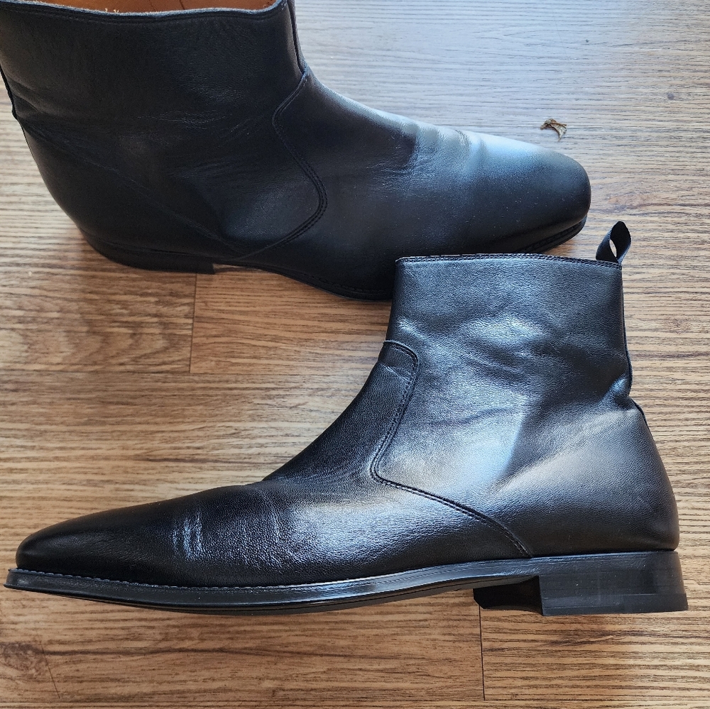 Size 12 Men's MAGNANNI Jalen Square Toe Zip Boots Black
